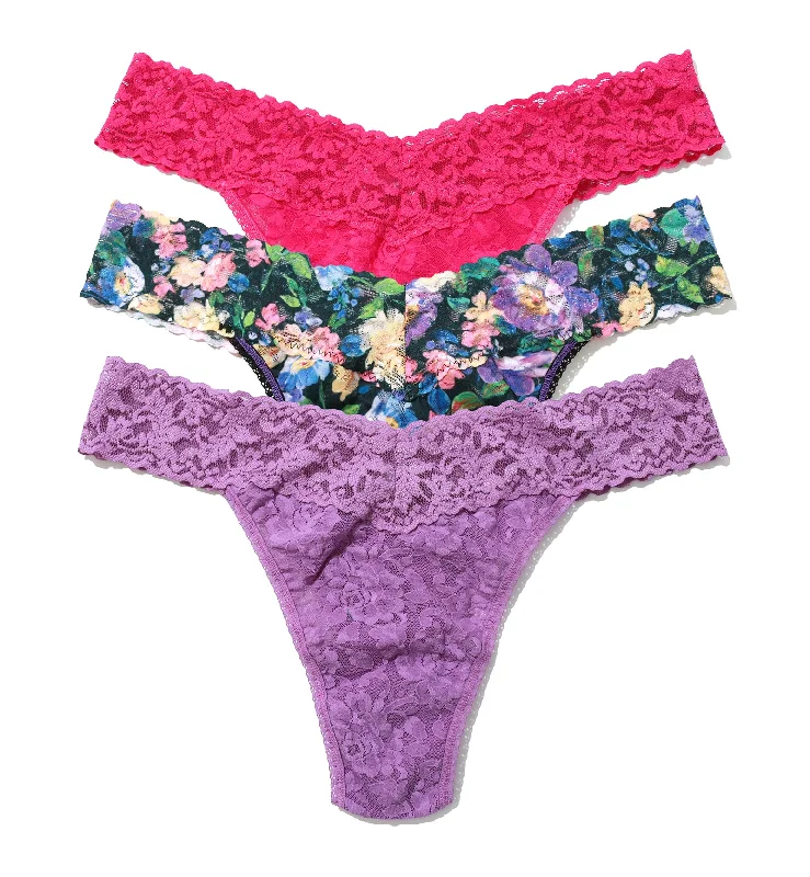 Hanky Panky 3-PACK Signature Lace Original Rise Thong (48113PK) - Dream Garden