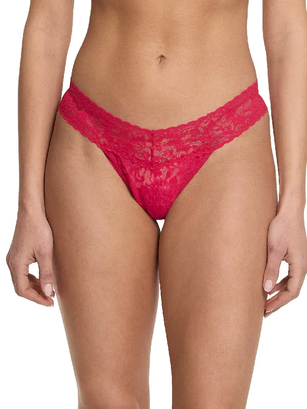 Signature Lace Low Rise Thong Beet Juice Red