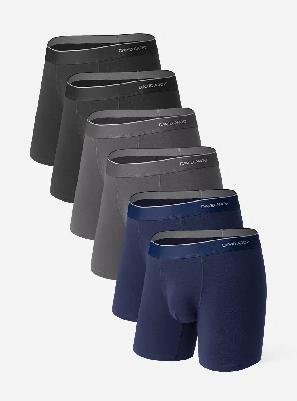 6 Packs Natural Cotton Classic Boxer Briefs